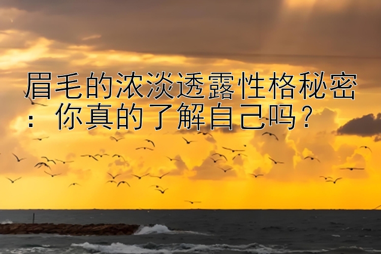 眉毛的浓淡透露性格秘密：你真的了解自己吗？