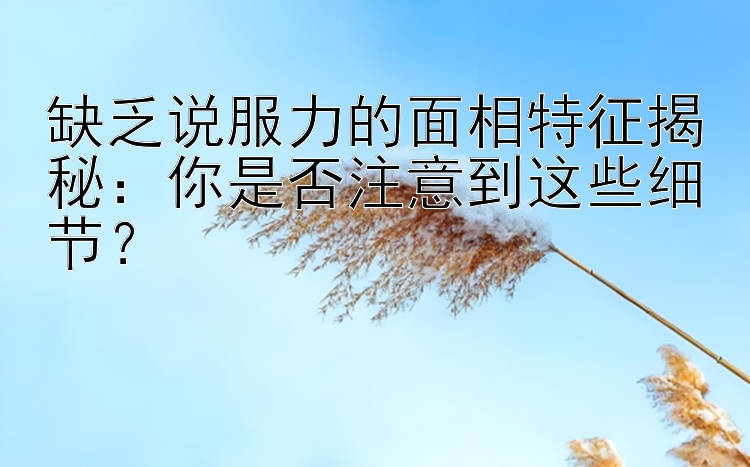 缺乏说服力的面相特征揭秘：你是否注意到这些细节？