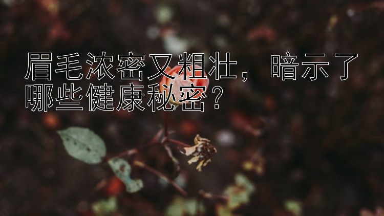 眉毛浓密又粗壮，暗示了哪些健康秘密？