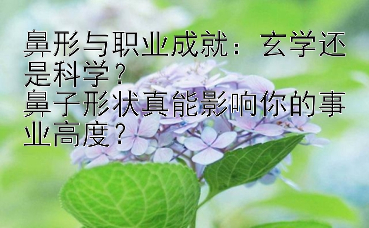 鼻形与职业成就：玄学还是科学？  
鼻子形状真能影响你的事业高度？